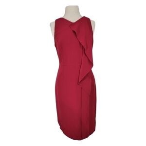 Adriana Papell Fuschia Pink Ruffle Sheath Dress
